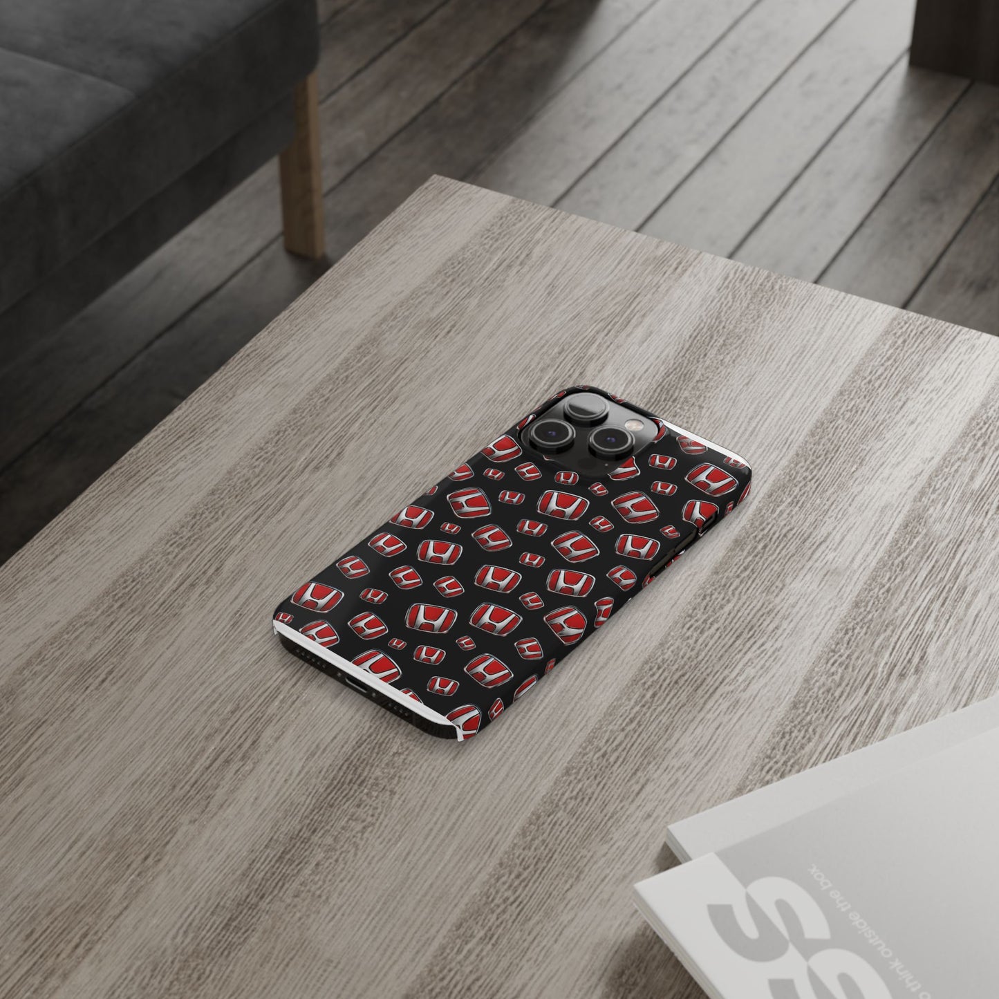 Honda Emblem Pattern Slim Phone Case — Red Logo