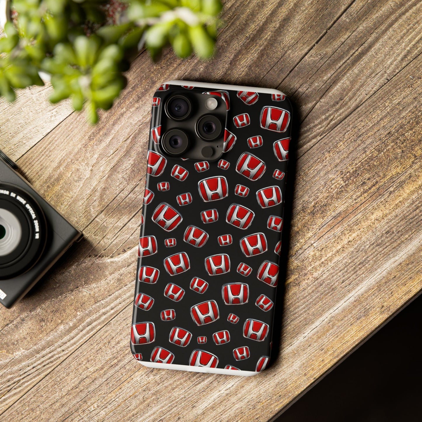 Honda Emblem Pattern Slim Phone Case — Red Logo