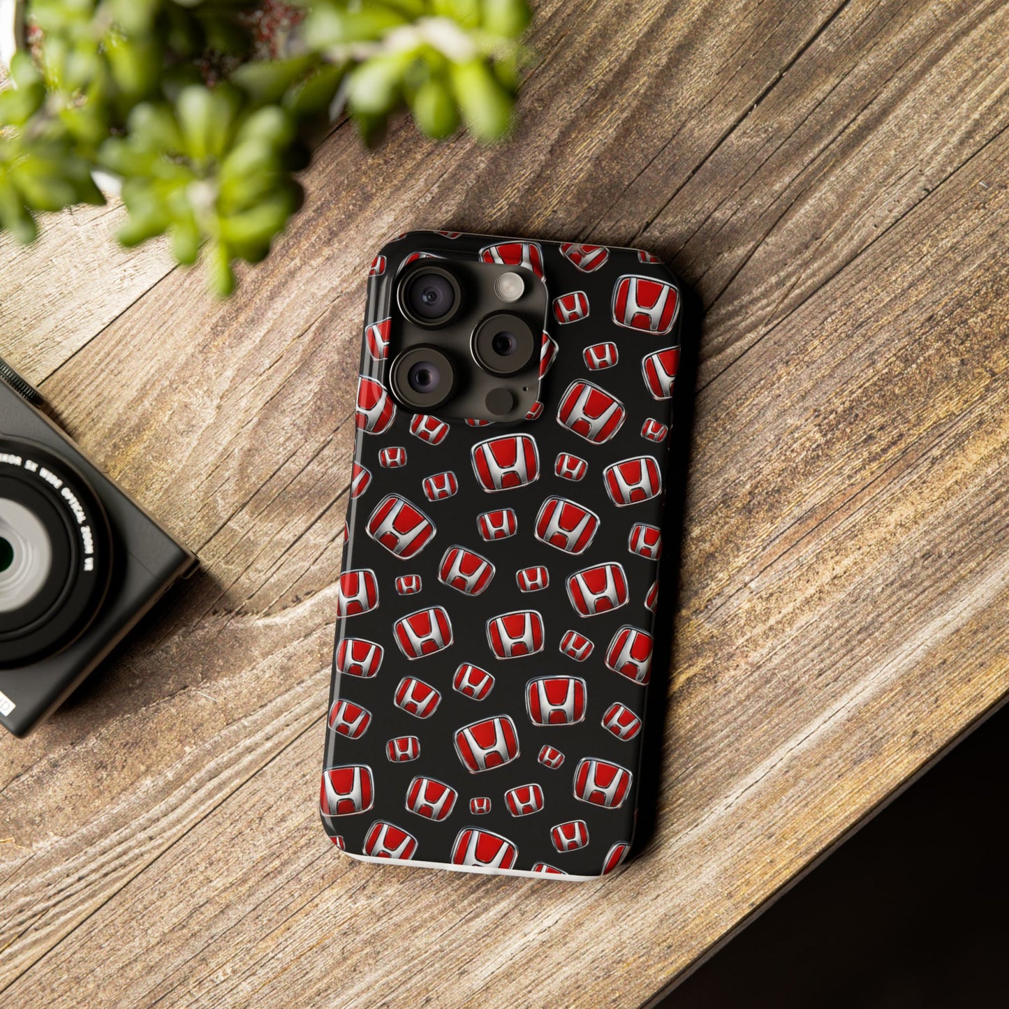 Honda Emblem Pattern Slim Phone Case — Red Logo