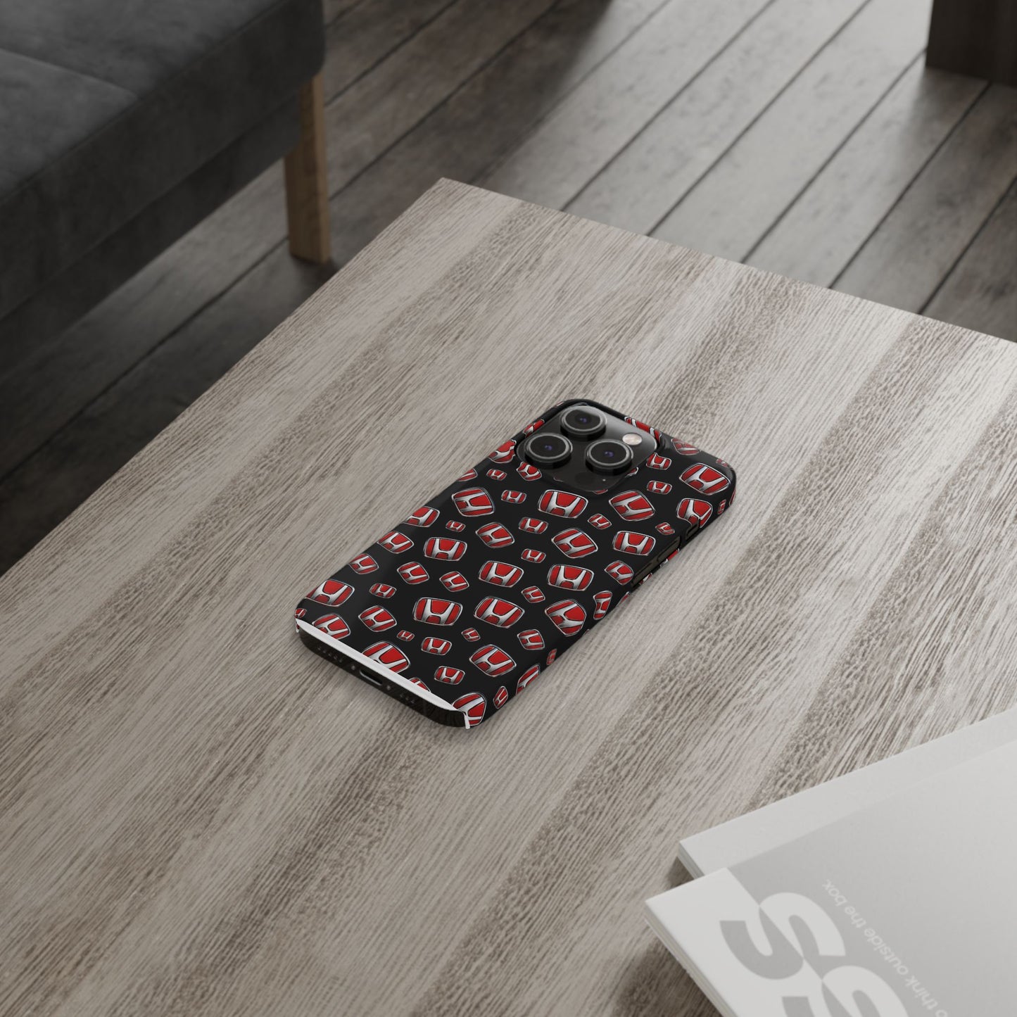 Honda Emblem Pattern Slim Phone Case — Red Logo